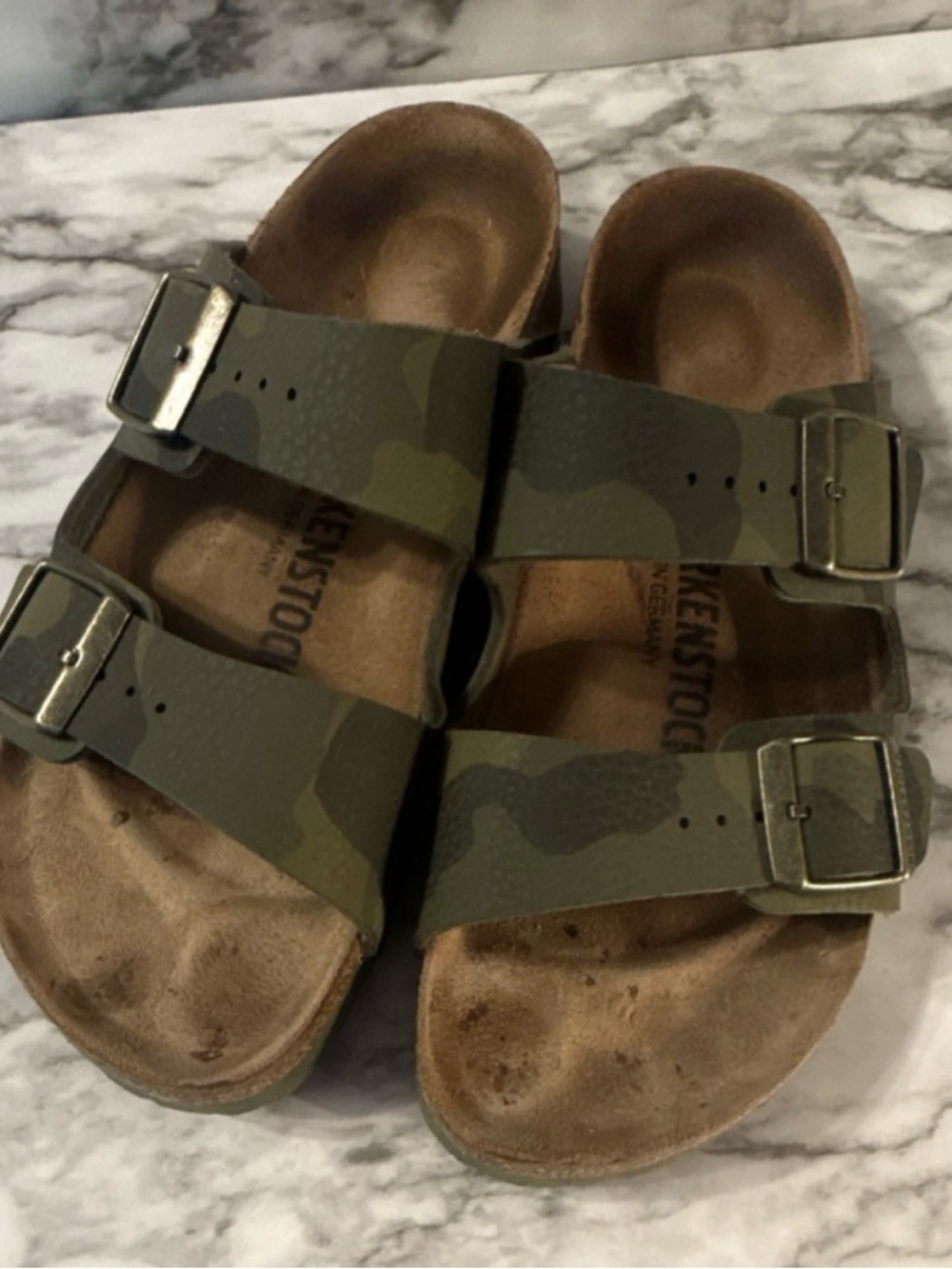 Birkenstock Olive Green Camo Double-Buckle Sandal